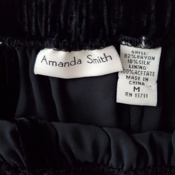 Comfy Silk Blend Velvet Pull-On Black Pants Festive Amanda Smith Sz M Coquette - Picture 9 of 9